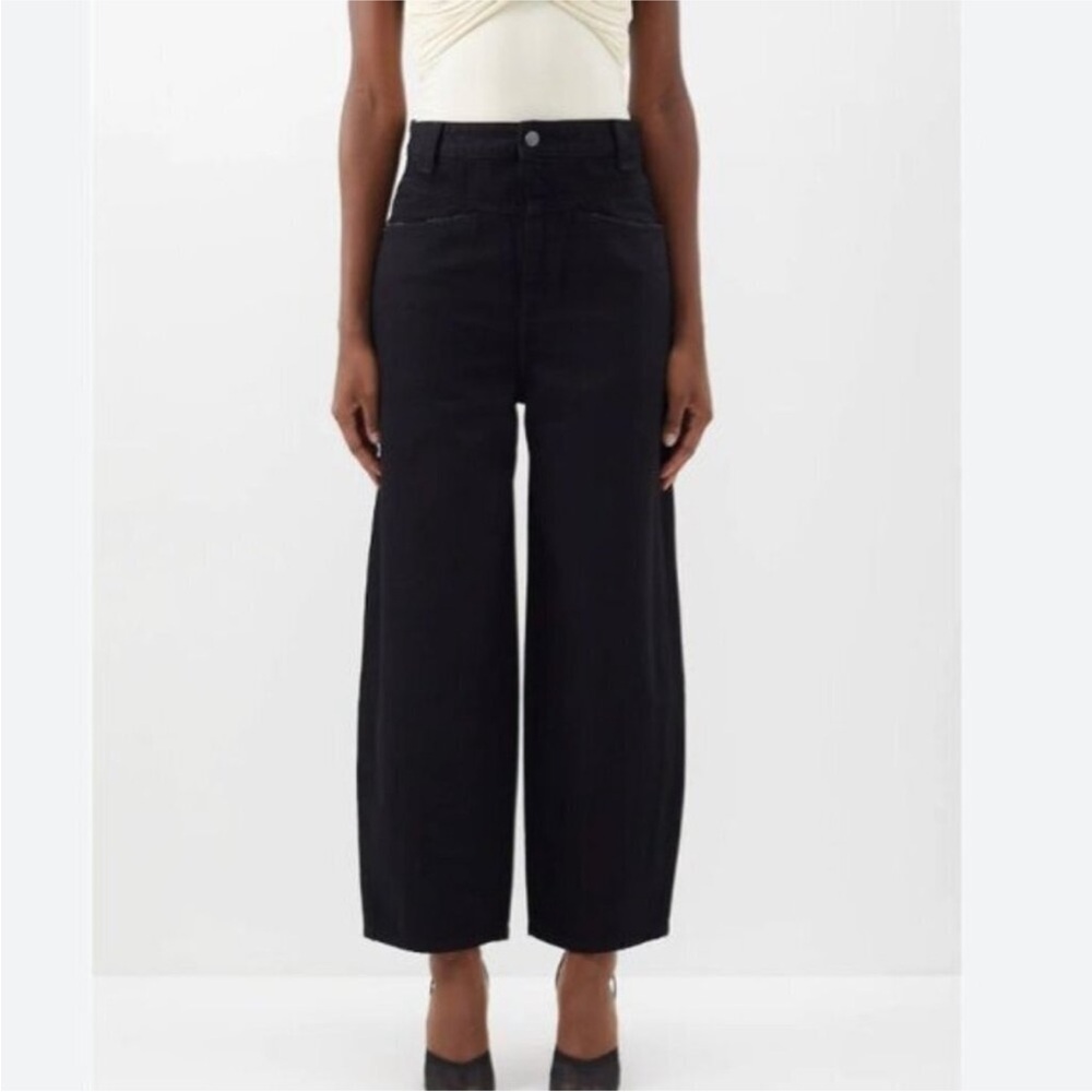 Khaite Black Wide-Leg Jeans (slight barrel)